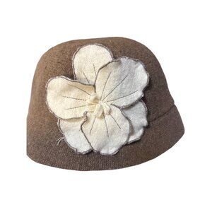 Vintage-Style August Hat Company Womens Wool Blend Bucket Hat With Floral Accent